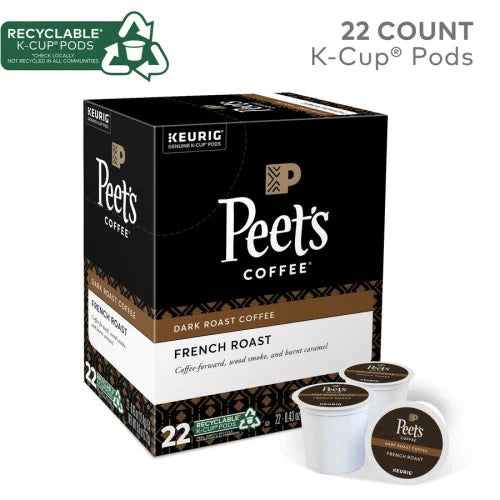 Peet's Coffee® K-Cup French Roast Coffee Compatible with Keurig Brewer - Dark - K-Cup - 22 / Box (2405)