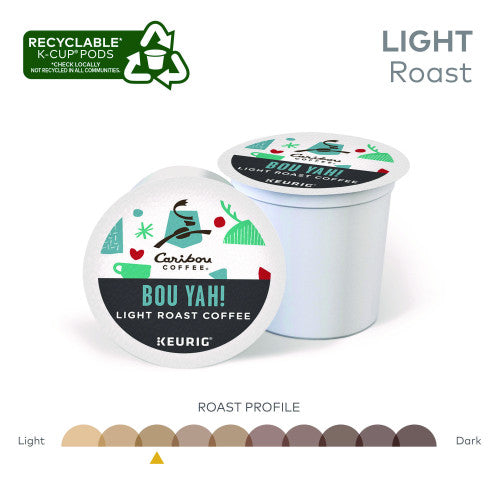 Caribou Coffee BOU YAH K-Cup Pods, Light Roast, 22/Box (6865)
