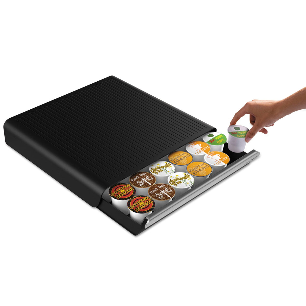Mind Reader Coffee Pod Drawer, Fits 26 Pods, 14.75 x 13.25 x 2.75, Black