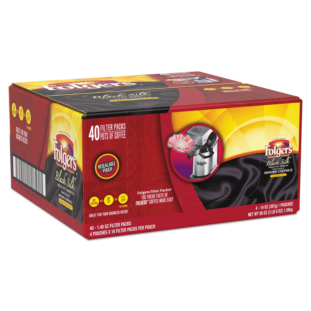 Folgers Coffee Filter Packs, Black Silk, 1.4 oz Pack, 40Packs/Carton
