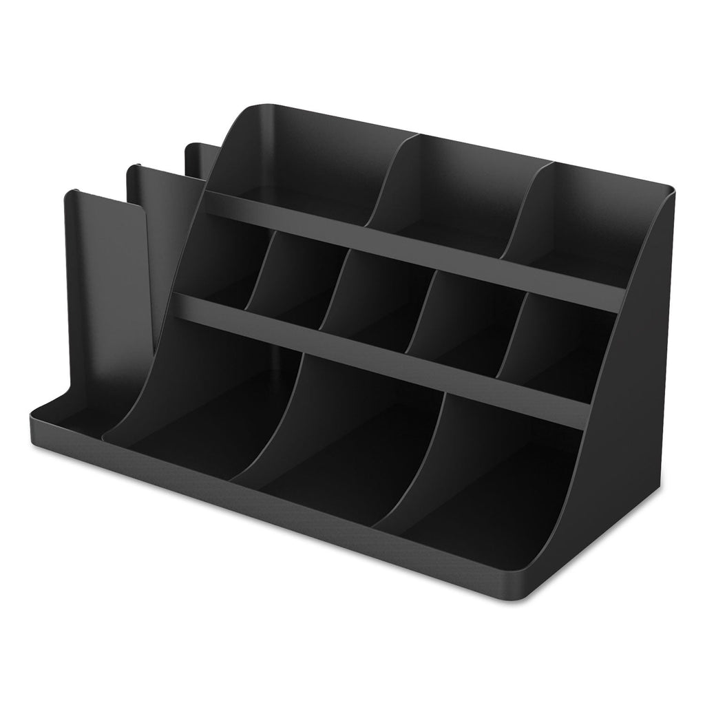 Mind Reader Extra Large Coffee Condiment and Accessory Organizer, 14 Compartment, 24 x 11.8 x 12.5, Black