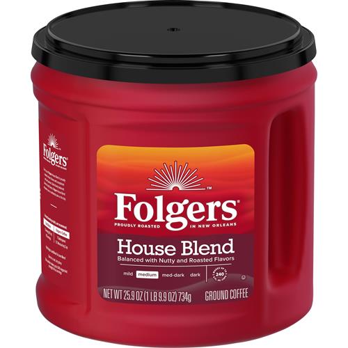 Folgers Coffeehouse Blend Ground Coffee, Medium Dark Roast Coffee, 25.9 Ounce Canister