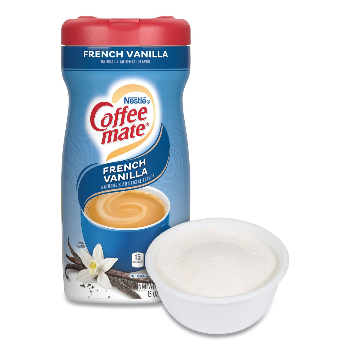 Coffee mate Non-Dairy Powdered Creamer, French Vanilla, 15 oz Canister, 12/Carton