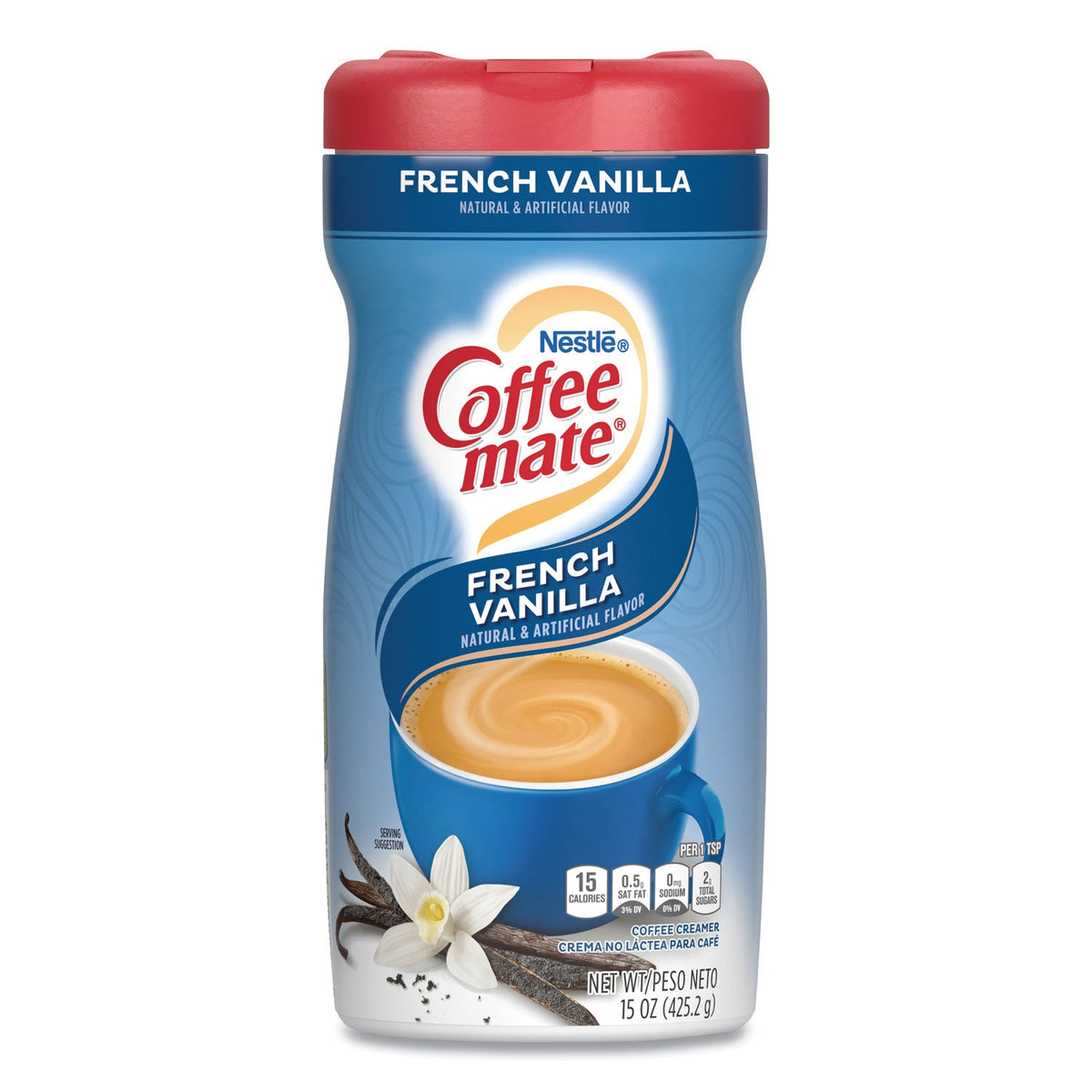 Coffee mate Non-Dairy Powdered Creamer, French Vanilla, 15 oz Canister, 12/Carton