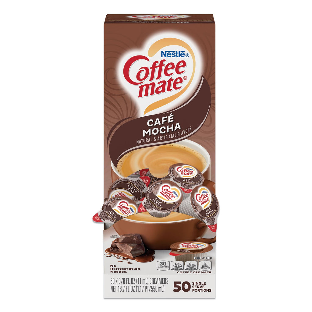 Coffee mate Liquid Coffee Creamer, Cafe Mocha, 0.38 oz Mini Cups, 50/Box