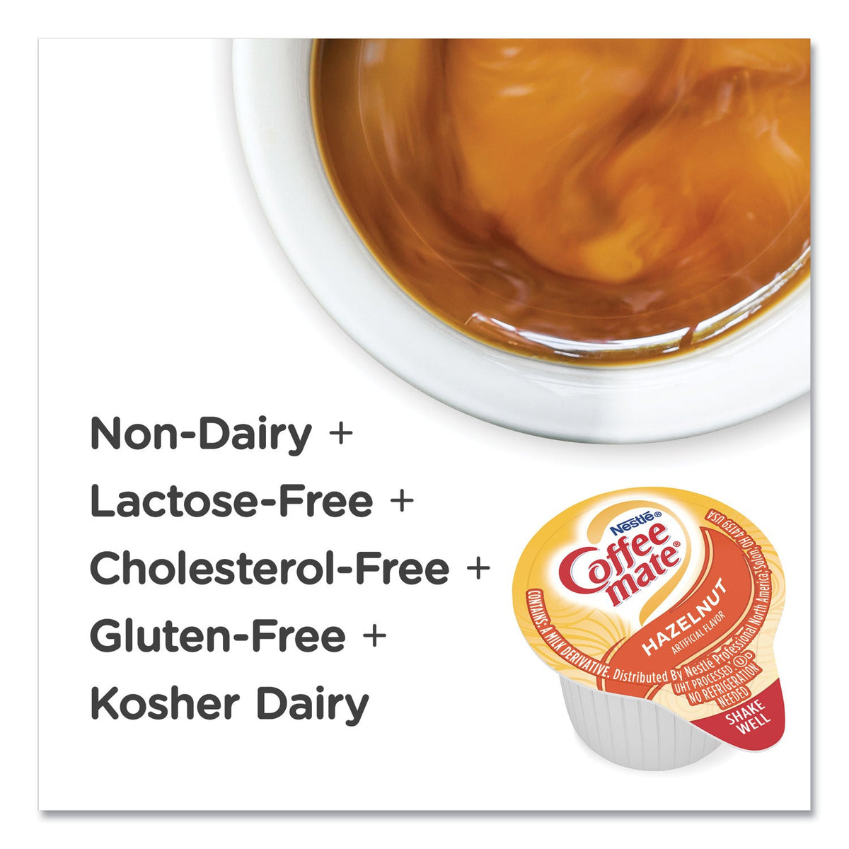 Coffee mate Liquid Coffee Creamer, Hazelnut, 0.38 oz Mini Cups, 50/Box, 4 Boxes/Carton, 200 Total/Carton