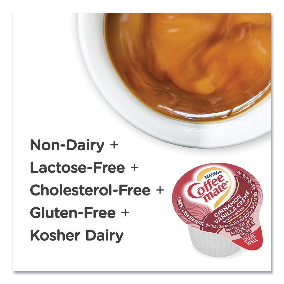 Coffee mate Liquid Coffee Creamer, Cinnamon Vanilla, 0.38 oz Mini Cups, 50/Box, 4 Boxes/Carton, 200 Total/Carton
