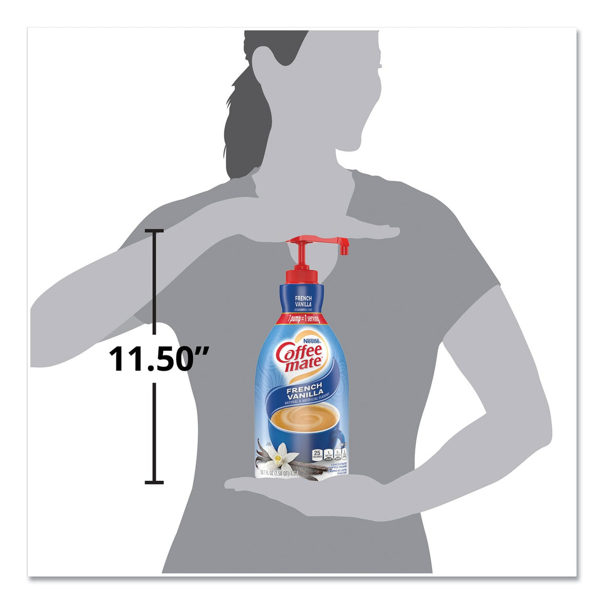 Coffee mate Liquid Coffee Creamer, French Vanilla, 1.5 Liter Pump Bottle, 2/Carton