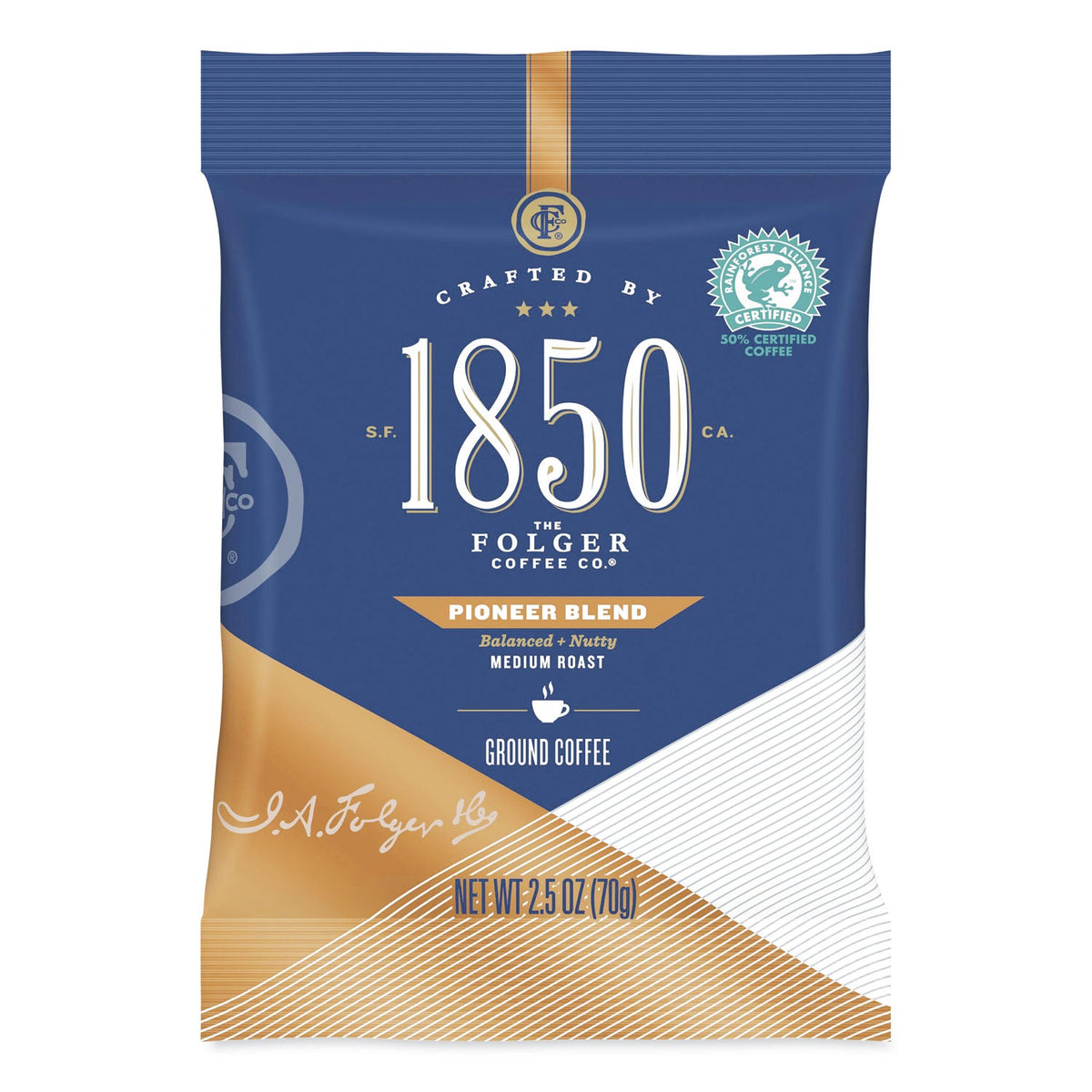 1850 Coffee Fraction Packs, Pioneer Blend, Medium Roast, 2.5 oz Pack, 24 Packs/Carton
