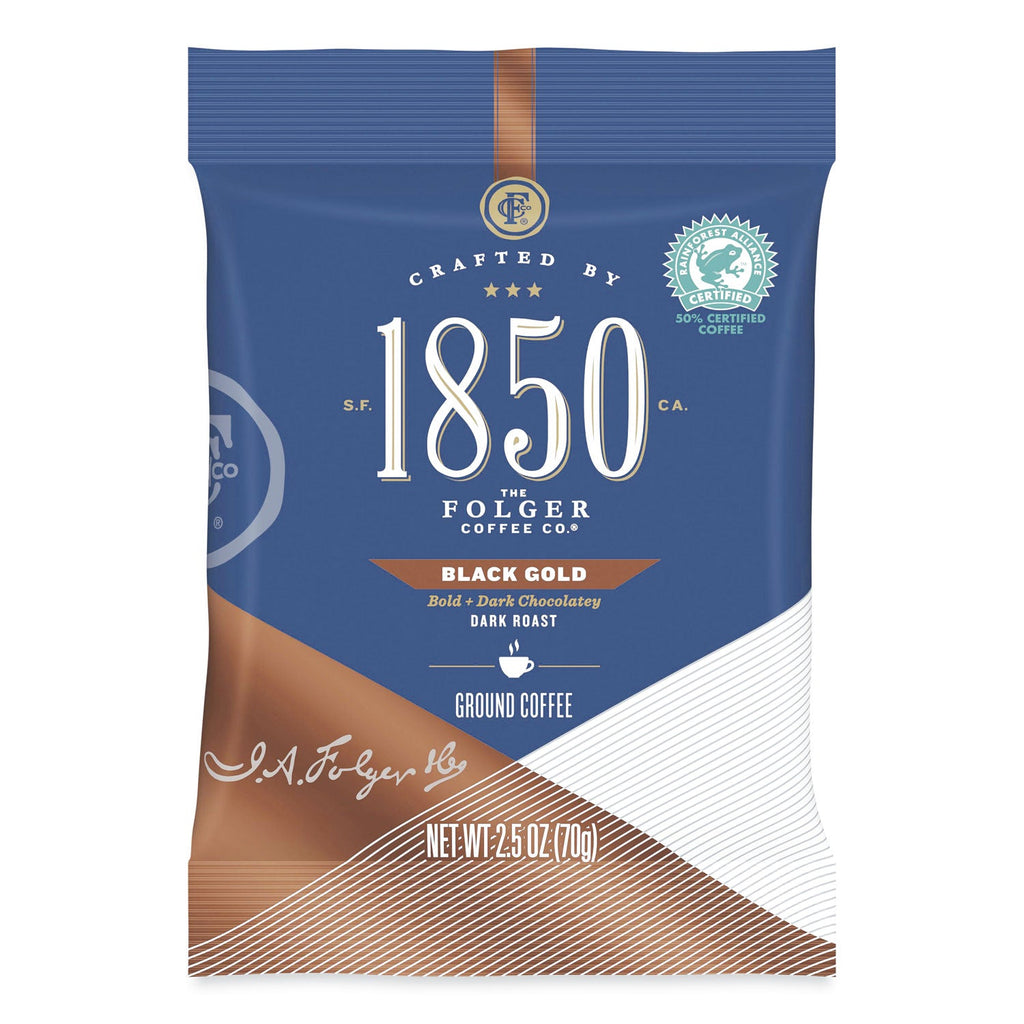 1850 Coffee Fraction Packs, Black Gold, Dark Roast, 2.5 oz Pack, 24 Packs/Carton