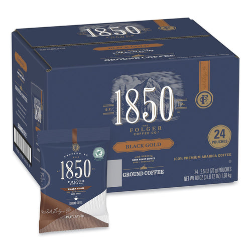 1850 Coffee Fraction Packs, Black Gold, Dark Roast, 2.5 oz Pack, 24 Packs/Carton