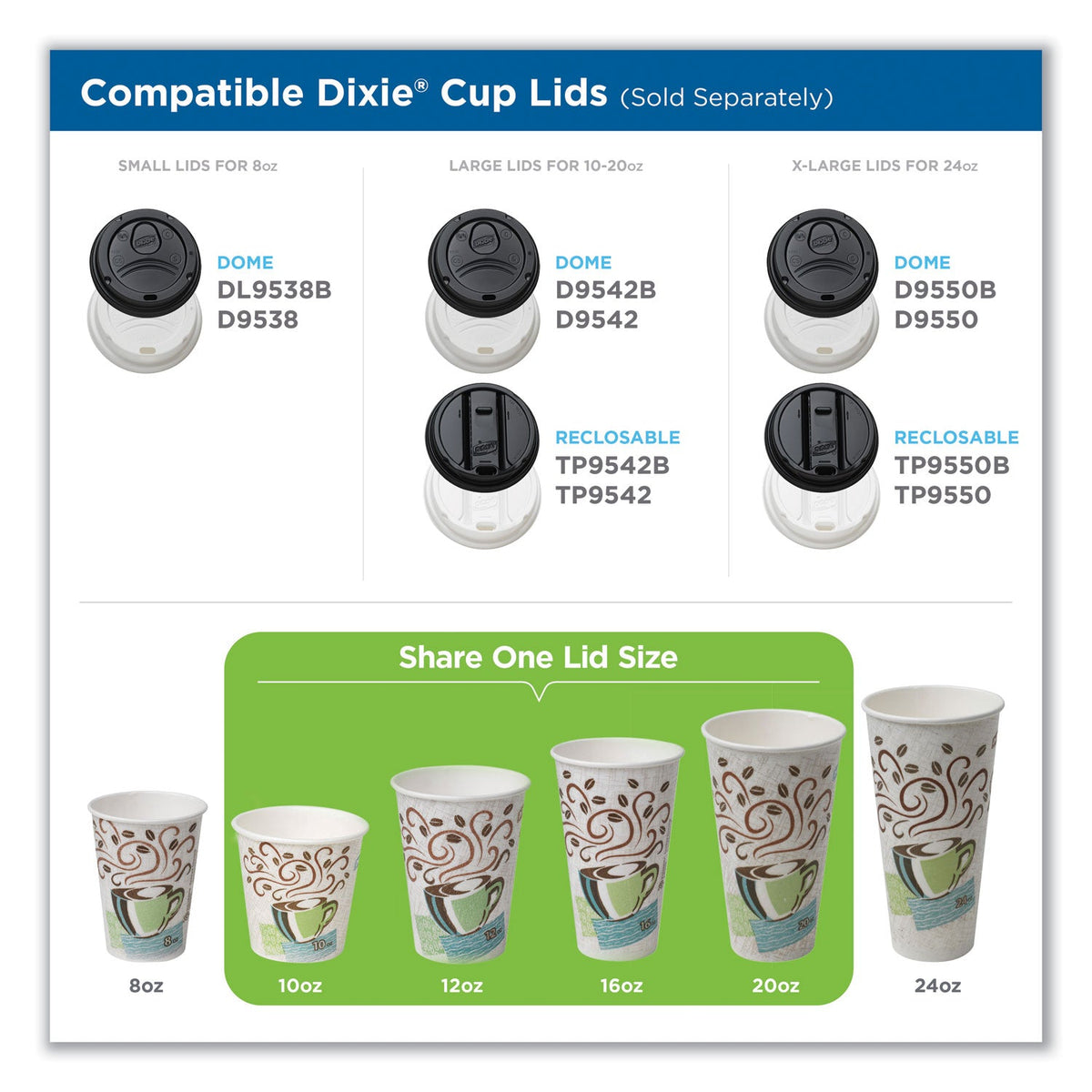 Dixie PerfecTouch Hot Cups, 8 oz, Coffee Haze Design, Individually Wrapped, 50/Sleeve, 20 Sleeves/Carton