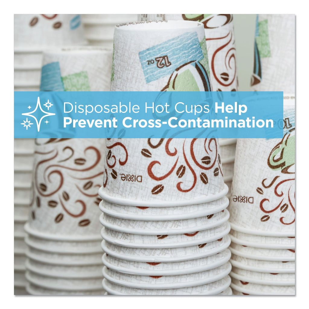 Dixie PerfecTouch Hot Cups, 8 oz, Coffee Haze Design, Individually Wrapped, 50/Sleeve, 20 Sleeves/Carton