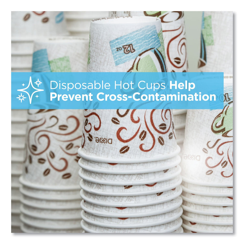 Dixie PerfecTouch Paper Hot Cups, 10 oz, Coffee Haze Design, 25/Pack