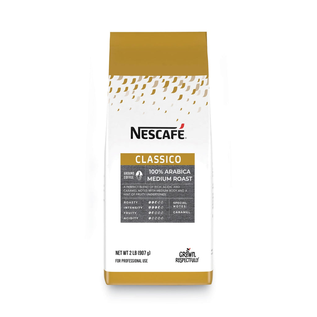 Nescafé Classico 100% Arabica Roast Ground Coffee, Medium Blend, 2 lb Bag, 6/Carton