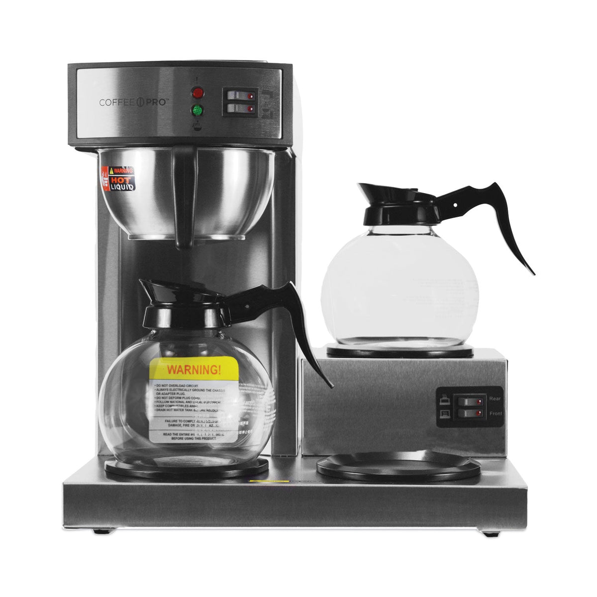Coffee Pro Three-Burner Low Profile Institutional Coffee Maker, 36-Cup, Stainless Steel