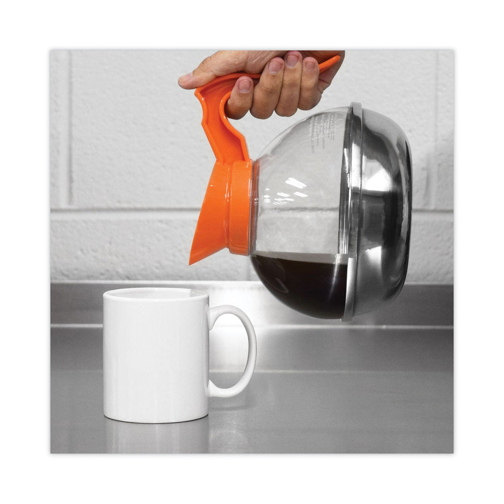 Coffee Pro Unbreakable Decaffeinated Coffee Decanter, 12-Cup, Stainless Steel/Polycarbonate, Orange Handle