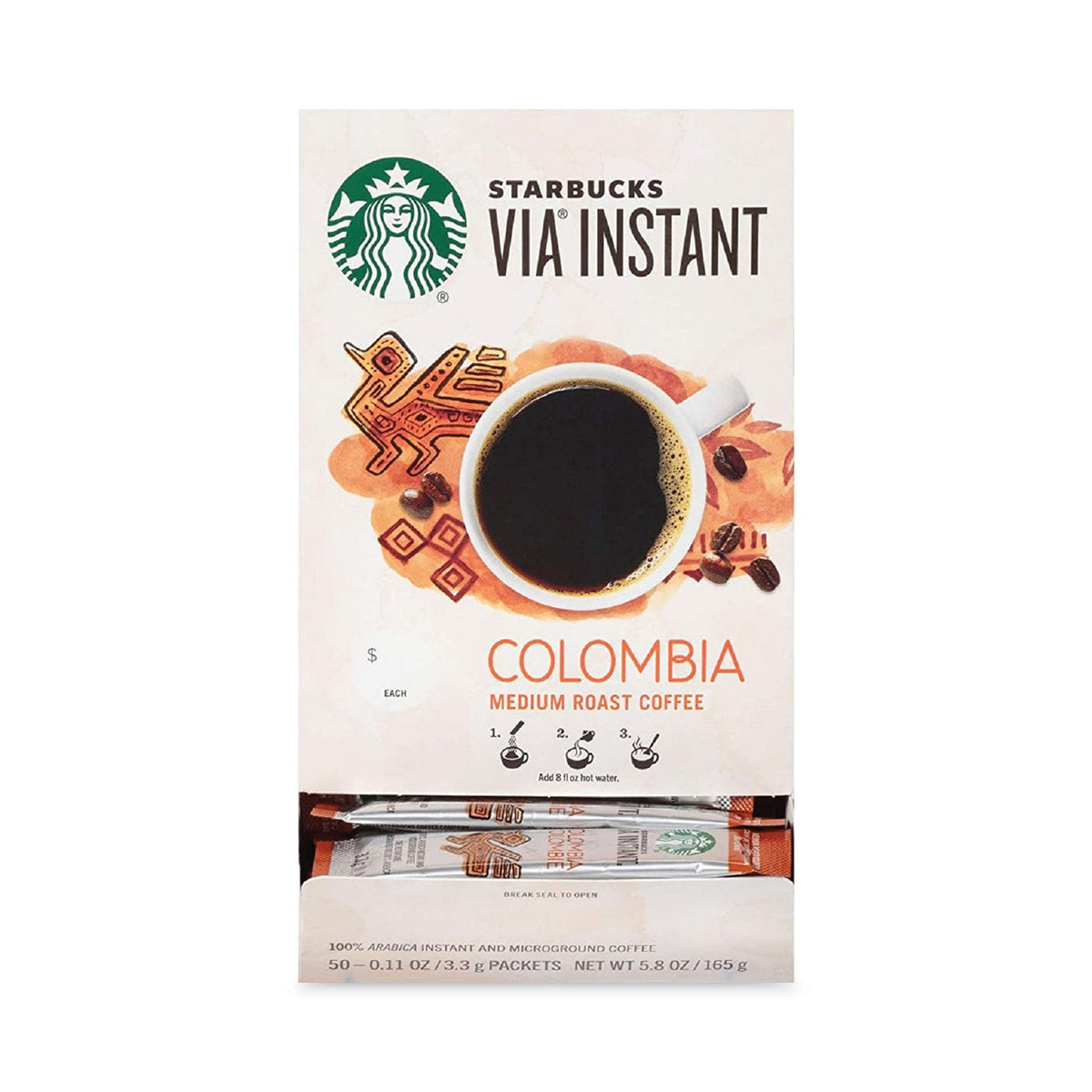Starbucks VIA Ready Brew Coffee, 0.11 oz, Columbia, 200/Carton