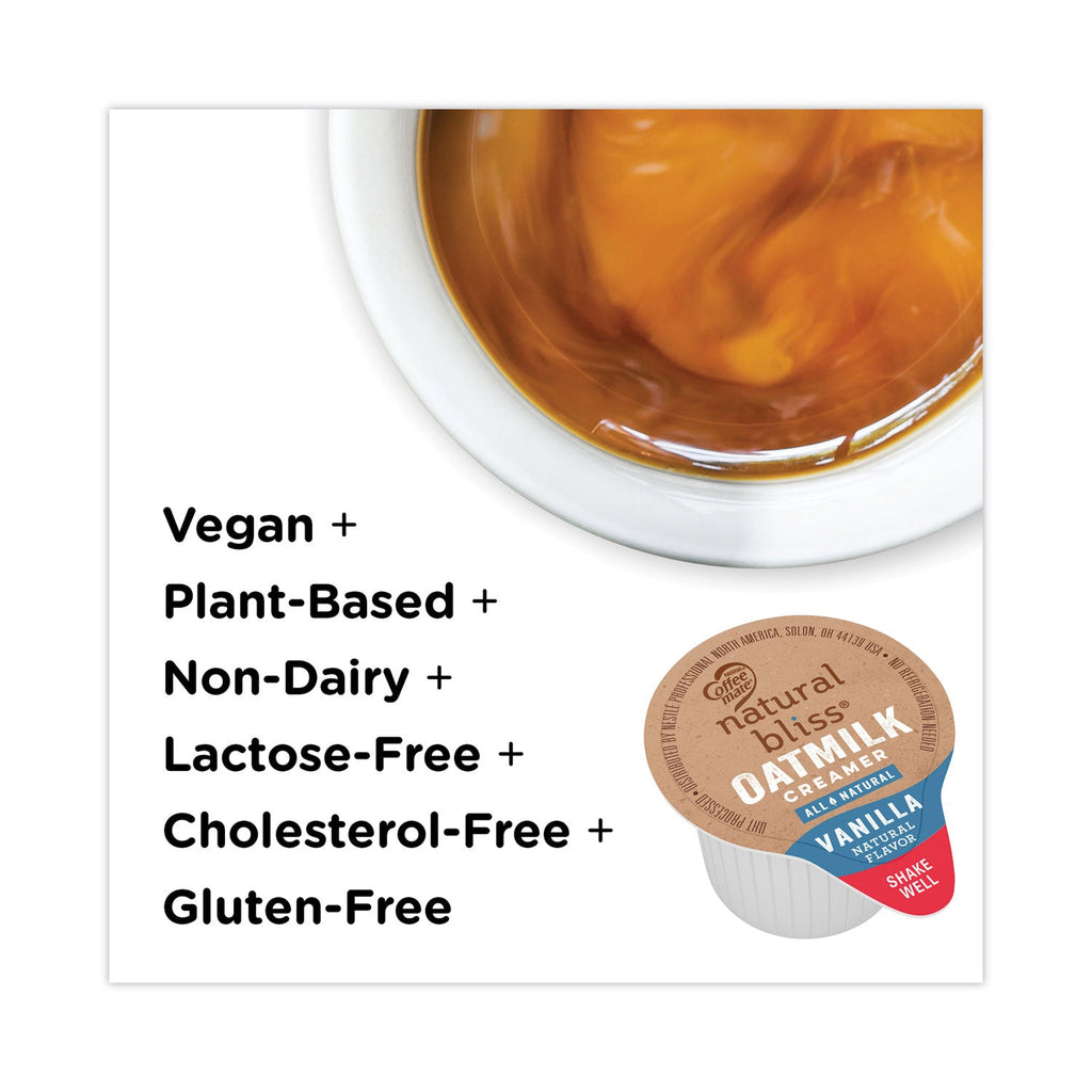 Coffee mate Natural Bliss Dairy Creamers, Vanilla Oatmilk, 0.38 oz, Mini Cups, 50/Box