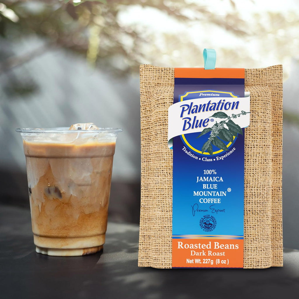 Plantation Blue 100% Jamaica Blue Mountain Coffee — Dark Roast Whole Beans | 8oz | JACRA Certified