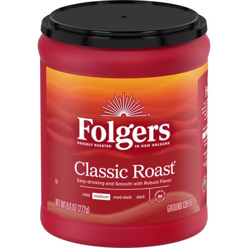 Folgers Classic Roast Medium Roast Ground Coffee, 9.6 Ounce