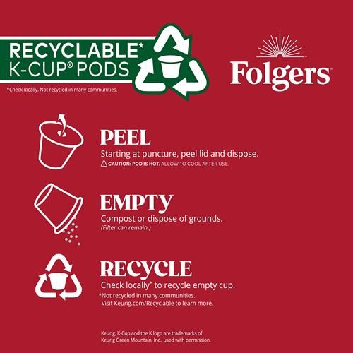 Folgers Colombian Coffee, Medium Roast, Keurig K-Cup Pods, 10 Count Box