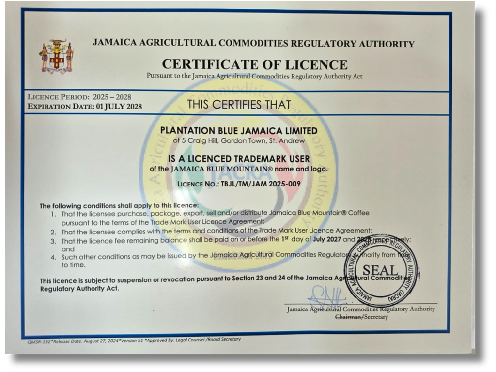 Plantation Blue 100% Jamaica Blue Mountain Coffee - Dark Roast - 8oz Ground
